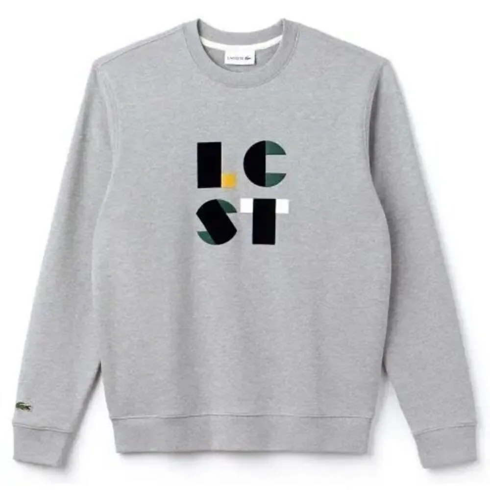Lacoste Men's Long Sleeve Letter Block Graphic Sweatshirt gray Size M